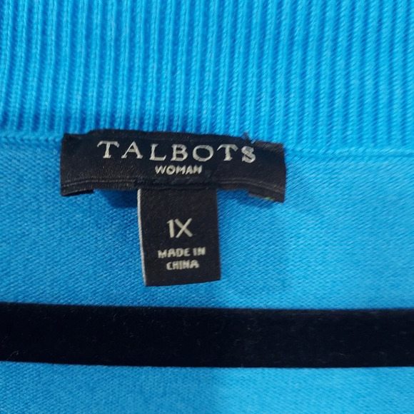 Talbots Woman Blue V-Neck Long Sleeve Lightweight Sweater in Size 1X - Picture 2 of 10